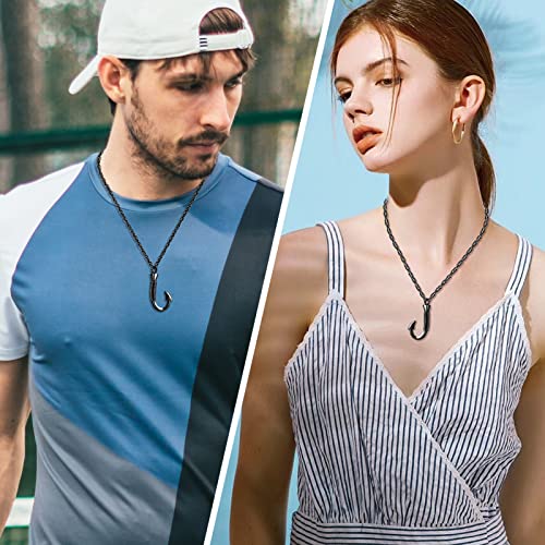 abooxiu Fishing Heart Hook Urn Necklace for Ashes Fish Heart Hook Stainless Steel Cremation Jewelry - Black - color: Black&Black, style: Engraving