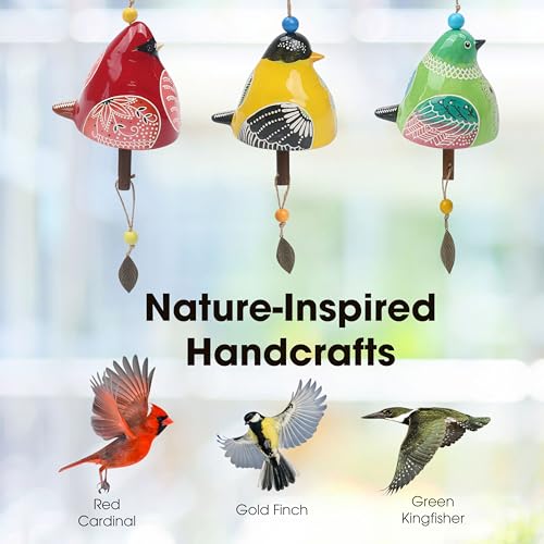 Bird Song Bell Wind Chime, Ceramic Cardinal Fashion Hanging Windchimes for Rustic Music Garden Backyard Church Decoration Porch Outside Outdoor Festival Memorial Gift Witness Friendship (Red)