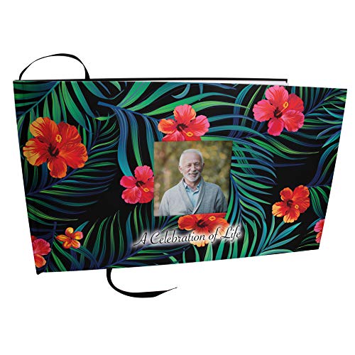 COMMEMORATIVE CREMATION URNS Tropical Photo Funeral Guest Book for Memorial Service and Celebration of Life Guest Book for Memorial Service - Beautiful & Vibrant Sign in Book for Funeral - color: Tropical