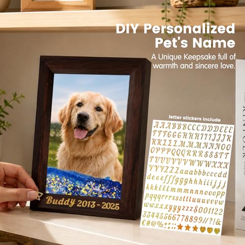 Dog Memorial Gifts for Loss of Dog Sympathy Gift - Personalized Pet Picture Frame 4x6【w/ Rainbow Bridge Ornament & Name Stickers & Sympathy Card】- Ideal Dogs Passing Away Gifts for Friends & Family