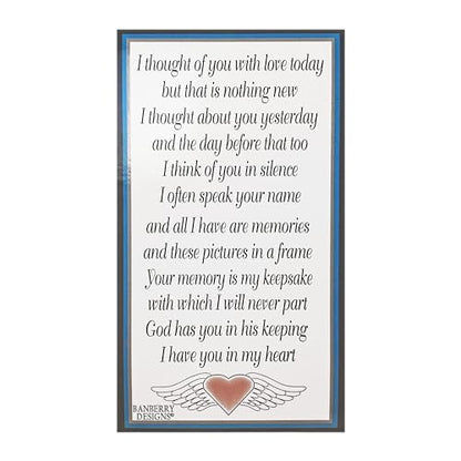 Memorial Wind Chimes Outdoor – Sympathy Gift Loss of Loved One – I Thought of You with Love Today Poem – Angel Wings Heart Teardrop Charm – in Loving Memory Wind Chime - 23 Inch