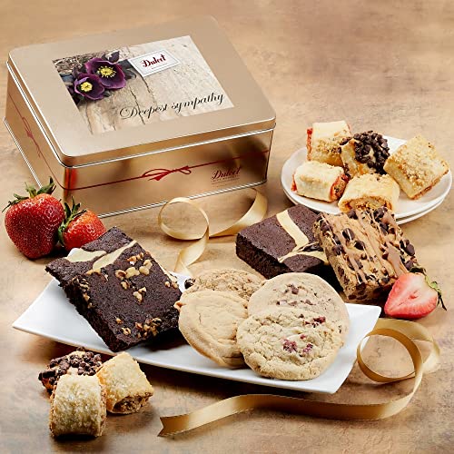 Dulcet Gift Baskets Sympathy Baskets Condolence Baskets Condolences Gift Basket for Loss - Snack Basket of Freshly Gourmet Baked Goods - Bakery Desserts - Brownies Individually Wrapped and Cookies Indivually Wrapped - style: Sympathy