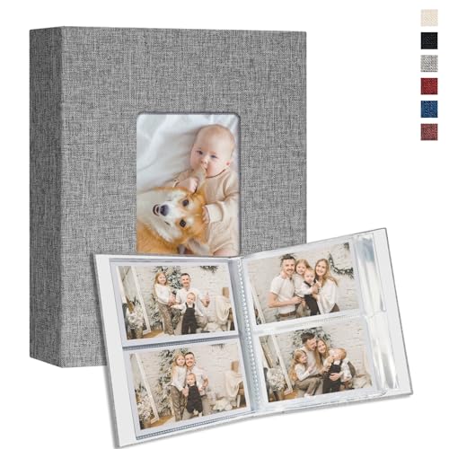 Vienrose 4x6 Small Photo Album, 2 Pack, 200 Photos, Grey | Linen Cover, Mini Photo Album, Baby Memory Book, Wedding Family Travel - color: Grey, size: 4x6 100 Pockets