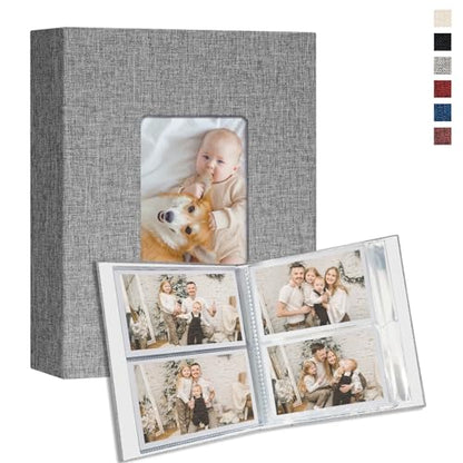 Vienrose 4x6 Small Photo Album, 2 Pack, 200 Photos, Grey | Linen Cover, Mini Photo Album, Baby Memory Book, Wedding Family Travel - color: Grey, size: 4x6 100 Pockets