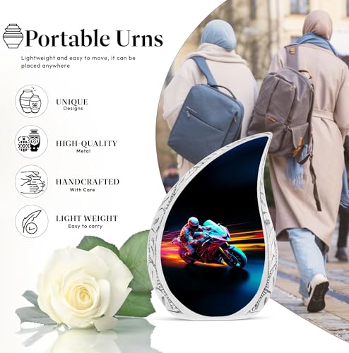 Racer Bike Teardrop Urns, Small Urns for Human Ashes, Urn for Ashes Adult Male, Urns for Human Ashes Adult Female, Tiny Urn, Miniature Urn, Memorial Urns and Keepsakes for Ashes 3 Inch 1 Pcs - size: Keepsake-1