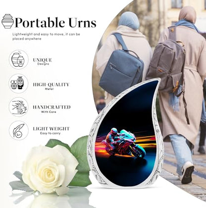 Racer Bike Teardrop Urns, Small Urns for Human Ashes, Urn for Ashes Adult Male, Urns for Human Ashes Adult Female, Tiny Urn, Miniature Urn, Memorial Urns and Keepsakes for Ashes 3 Inch 1 Pcs - size: Keepsake-1