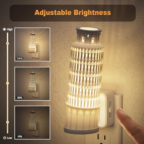 JandCase Night Lights Plug into Wall, 3000K Plug in Night Light 2 Pack - color: Leaning Tower of Pisa, size: 2 Pack