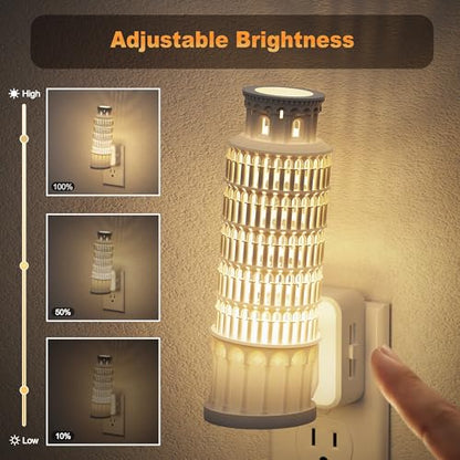 JandCase Night Lights Plug into Wall, 3000K Plug in Night Light 2 Pack - color: Leaning Tower of Pisa, size: 2 Pack