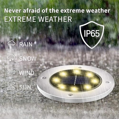 INCX 16 Pack 4.6 Inch Solar Ground Lights Outdoor, Waterproof, Warm White - color: Warm, size: 16 Pack