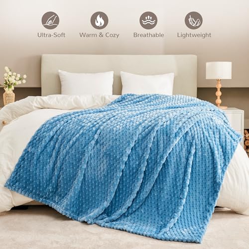 330GSM 3D Jacquard Throw Blanket for Couch, Sky Blue, 50"x60" - color: Sky Blue, size: Throw(50"x60")