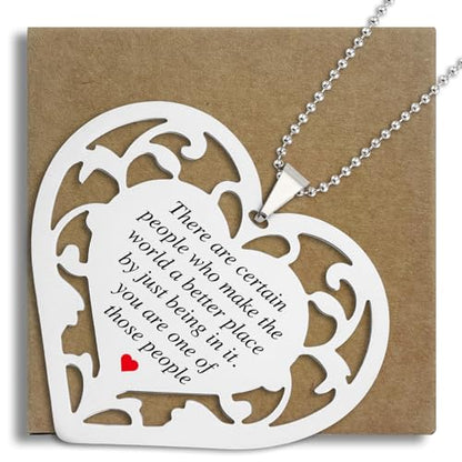 Heart Shaped Thank You Gift, Stainless Steel Appreciation Ornaments for Friends, Coworkers, Teachers, Inspirational Quote Ornaments for Birthday, Graduation, Farewell, or Just Because S2X40 - style: Heart Shaped