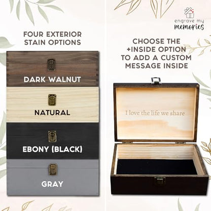 Personalized Anniversary Memory Box Custom Engraved Wooden Keepsake – Rustic Romantic Gift Box for Couples, Him & Her – Wedding, Proposal & Milestone Love Memento - style: 6. Anniversary Designs