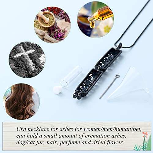 Imrsanl Cremation Jewelry Urn Necklace for Ashes Pendant with Hollow Glass Vial Cylinder Cremation Keepsake Memorial Lockets Ashes Holder for Women Men Pet - color: Tree of Life-Black
