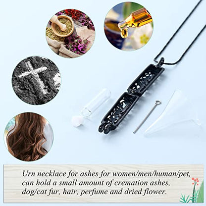 Imrsanl Cremation Jewelry Urn Necklace for Ashes Pendant with Hollow Glass Vial Cylinder Cremation Keepsake Memorial Lockets Ashes Holder for Women Men Pet - color: Tree of Life-Black