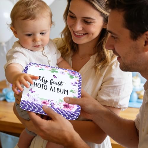 QOUBAI Baby's My First Family Album Soft Photo Cloth Book Holds 4x6 Family Pictures My First Book of Photo Baby Memory Album Gender Neutral Gift for Babies Newborn Toddler Baby Shower Floral Butterfly - style: Floral Butterfly
