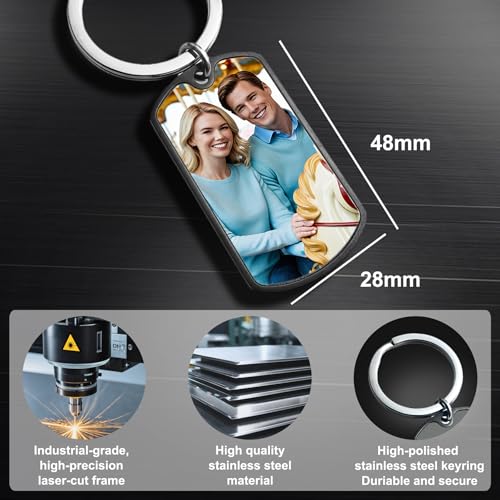 Custom Keychain with Picture Personalized Photo Keychain Gift for Father's Day Valentines Day Men Boyfriend - color: 1 Uv Color Photo + Optional Text Engraving