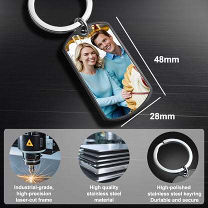 Custom Keychain with Picture Personalized Photo Keychain Gift for Father's Day Valentines Day Men Boyfriend - color: 1 Uv Color Photo + Optional Text Engraving