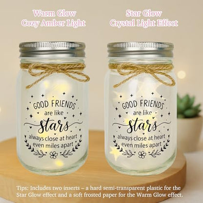 Friendship Gifts for Women, Birthday Christmas Thankgiving Holiday Gifts for Best Friend Woman, Mason Decorative Jar Night Lights for Friends Sister - style: Friends
