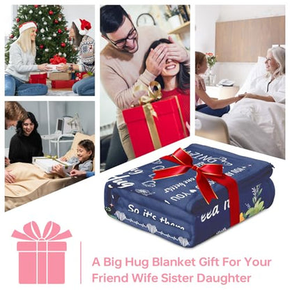 Blue Warm Hug Blanket 52"x60"Get Well Soon Gift for Men Women | You’re Loved Inspirational Blanket,Comfort for Cancer Recovery,After Surgery,Elderly,Grandpa,Patient,Friend - color: Blue Warm Hug