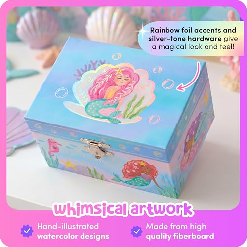 Giggle & Honey® Musical Mermaid Jewelry Box for Girls | Music Boxes for Little Girls, Toddler Jewelry Box for 4 Year Old Kids, Toys for Toddlers, Birthday Gifts for Kids 5-9 Years - style: Mermaid