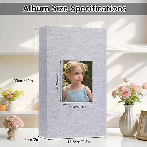Aevdor 4x6 Photo Album, Holds 300 Photos, Linen Cover with Window, Grey - color: Grey