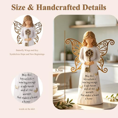 House Warming Gifts New Home, Guardian Angel Figurine with Key | New House Gifts Ideas for Women, First Time Home Buyer, New Apartment,Hand-Painted Angel Figurine for Party Decorations - style: Housewarming
