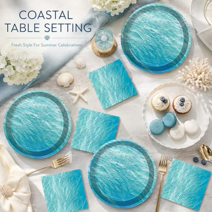 40 Pcs Ocean Sea Plates and Napkins Set, Large 9 Inch Blue Party Plates - color: Ocean Sea