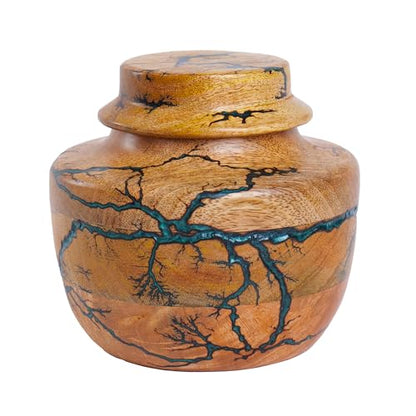 Personalized Cremation Urn for Human or Pet Ashes Adult, Male or Female – Wooden Funeral Urn with Green Resin, Hand-Carved Large Burial Urns, Memorial Urns for Pet Ashes, Urns Box for Men or Women