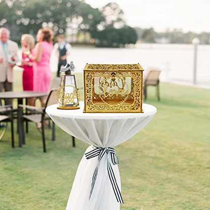 Gold Wedding Card Box, Glitter Wooden Card Box for Wedding Reception - style: Gold glitter