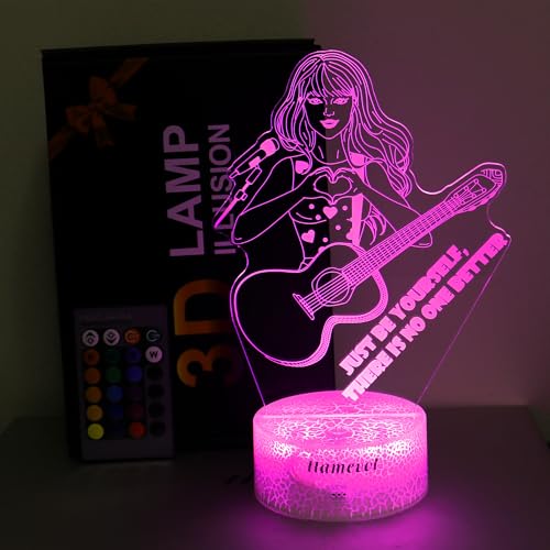 Girls Gift Night Light, Singer Meme Girl Birthday Gift Guitar, 3D Lamp Gifts Toys for Girls with Taylor Quotes Merch Remote RGB Color Changing, Gifts for Fans, Music Lover, Christmas Birthday Women - style: Meme