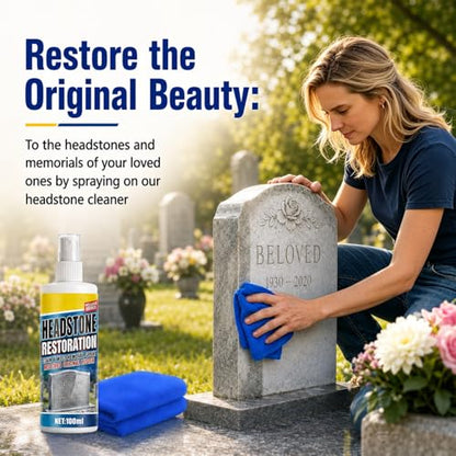 Headstone Restoration And Cleaning Spray, Headstone Cleaner For Graves, Stone Cleaner Gravestone Cleaning Kit(2Pcs)