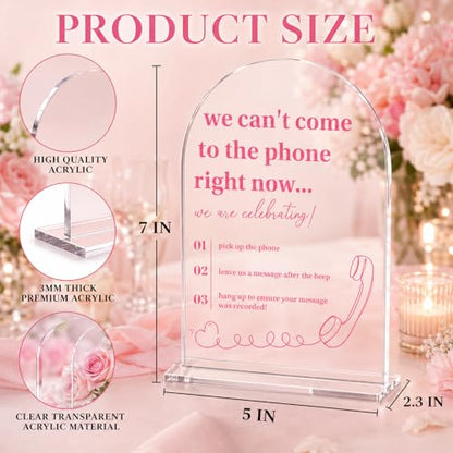 Arch Acrylic Audio Guest Book Sign, We Can't Come to the Phone Right Now Leave a Message Sign, Interactive Phone Guestbook Signage, Modern Wedding Bridal Shower Party Decor Supplies-5x7 Inch - color: Audio Guest Book Sign