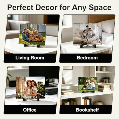 10 Pcs Sublimation Slate Blanks 9.4"x7.4", Sublimation Plaque Photo Slate Rock Stone Picture Frame Blanks Bulk with Display Stand for Gifts Memorials Desktop, Individually Packaged, Rectangular - size: 8"x10"(10 pcs)