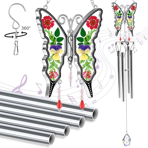 KY&BOSAM Butterfly Wind Chimes for Outside Memorial Sympathy Gifts 20" Memorial Wind Chime for Loss of Loved One Butterfly Sympathy Wind Chimes Remembrance Condolence Bereavement Gift for Loss of Mom - color: Butterfly - Red, Purple, Yellow, Green