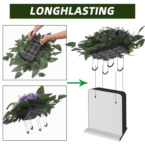 Wocst Headstone Flower Saddle,Large Artificial Cemetery Flowers for Grave Artificial Roses Daisy Saddle for Cemetery Headstone (Purple) - color: Purple