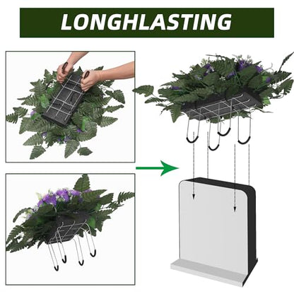 Wocst Headstone Flower Saddle,Large Artificial Cemetery Flowers for Grave Artificial Roses Daisy Saddle for Cemetery Headstone (Purple) - color: Purple