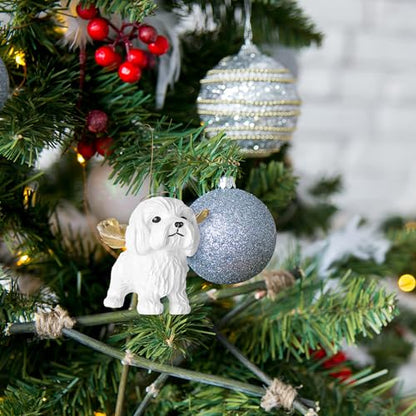 Jetec Angel Dog Memorial Christmas Ornaments for Tree Malta with Gold Wings Hanging Ornament Remembrance Pooch Gifts for Christmas Xmas Loss of Dog