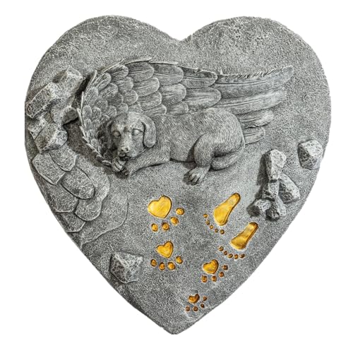 Dog Memorial Stone for Loss of Dog Sympathy Gift, Remembrance Gift with Keychain, Pet Memorial Stone for Dogs - Outdoor Grave Marker for Garden, Pet Grave
