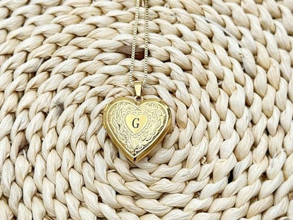 GOKING Love Heart Memory Locket Necklace Holds Pictures for Women - color: Letter G