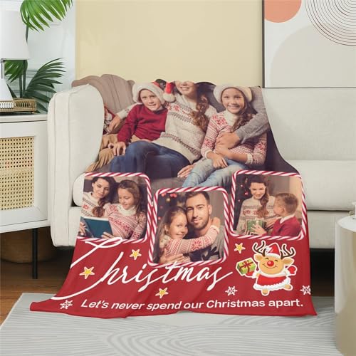 M YESCUSTOM Christmas Family Blanket Custom with 4 Photos Personalized Throw Blanket for Best Friend Custom Photo Blanket Gift for Christmas Funny Xmas Gift for Women Men Him&her - color: Style 26