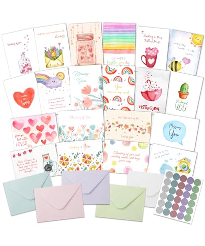 Mr. Pen- Thinking of You Cards with Envelopes, 20 Unique Designs | Large 5”x7”, Thinking of You Card, Blank Inside, Greeting Cards Thinking of you, Encouragement Cards - color: Dreamy