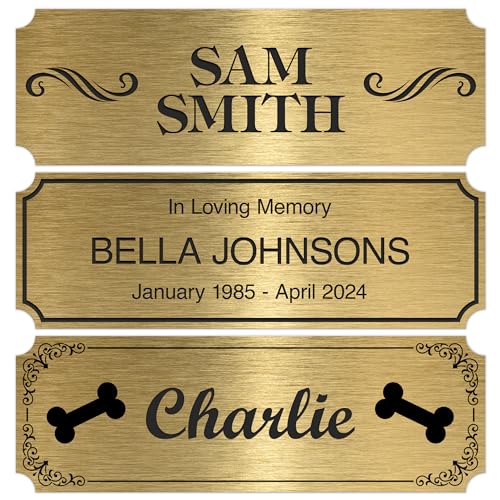 Engraved Name Plate, 1" x 3" Personalized Custom Trophy Plate, Picture Frame, Urn and Memorabilia Plaque, Adhesive Backing My Sign Center - color: Brushed Gold Black, size: 1x3 Engraved