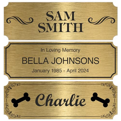 Engraved Name Plate, 1" x 3" Personalized Custom Trophy Plate, Picture Frame, Urn and Memorabilia Plaque, Adhesive Backing My Sign Center - color: Brushed Gold Black, size: 1x3 Engraved