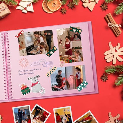 Scrapbook Photo Album 7"x7" 20 Sheets 40 Pages Hardcover Kraft Paper Khaki - color: Pink, size: 7"x7" 20 Sheets