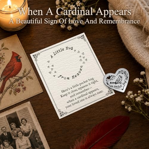 Sympathy Gift for Loss of Loved One, Cardinal Memorial Keepsake for Mom Dad, Pocket Hug from Heaven, A Comforting Reminder They are Always Near, Remembrance Gift