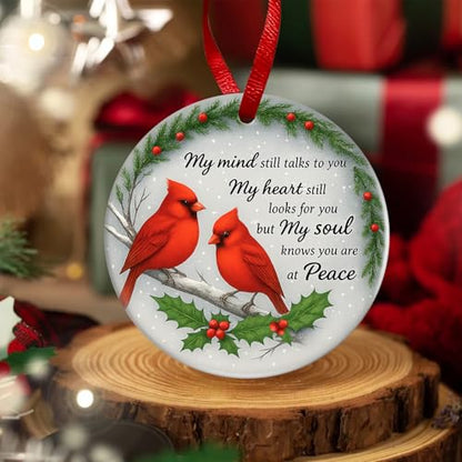 Cardinal Memorial Ornaments – Ceramic Red Cardinal Gifts, Sympathy Gifts for Loss of Loved One, Bereavement & Remembrance Gifts, in Memory of Loved One Hanging Decor, Christmas Decorations