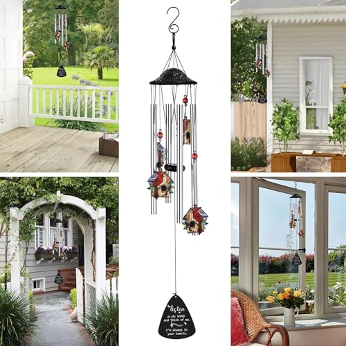 34'' Large Cardinal Red Bird Wind Chimes for Outside Garden Patio Decor | Memorial Wind Chimes Outdoor;Red Bird Windchime,Cardinal Gifts,Sympathy Gifts for Loss of Loved One,Aluminum Tube,with S hook