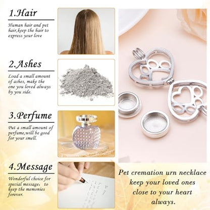 DAOCHONG Cat Urn Necklace Pet Cremation Memorial Jewelry for Women | 925 Sterling Silver Cremation Pendant | Dog Cat Paw Print Heart Locket | Pet Ashes Keepsake for Loved Ones - style: Pet Urn Necklaces