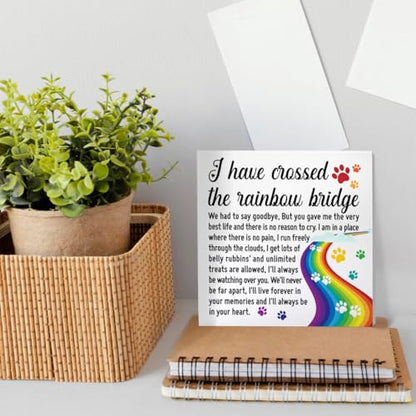 Sympathy Gift for Loss of Pet, Memorial Bereavement Gifts for Loss of Dog Cat Pet Owner Condolence in Loving Memory Gifts, Remembrance Desk Decor, I Have Crossed The Rainbow Bridge