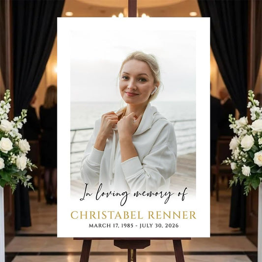 Custom Funeral Welcome Sign with Photo, Celebration of Life Memorial Board, Personalized Outdoor Yard Decoration, Garden Tribute Display, In Loving Memory Keepsake for Family and Loved Ones #1 - color: Version #1